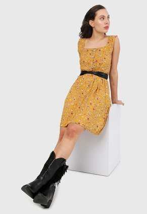 Vestido Mostaza-Rojo-Blanco Paris District