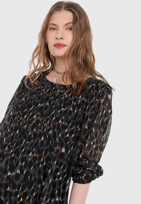 Vestido Negro-Multicolor Paris District