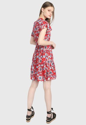 Vestido Rojo-Multicolor Paris District