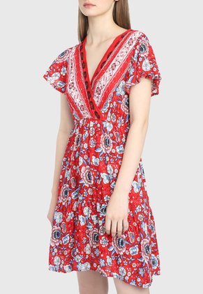 Vestido Rojo-Multicolor Paris District