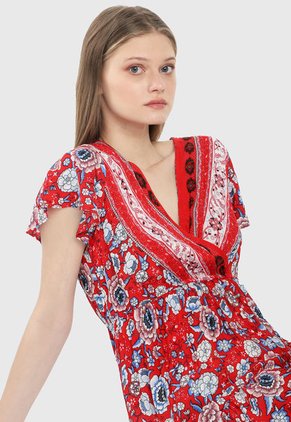 Vestido Rojo-Multicolor Paris District