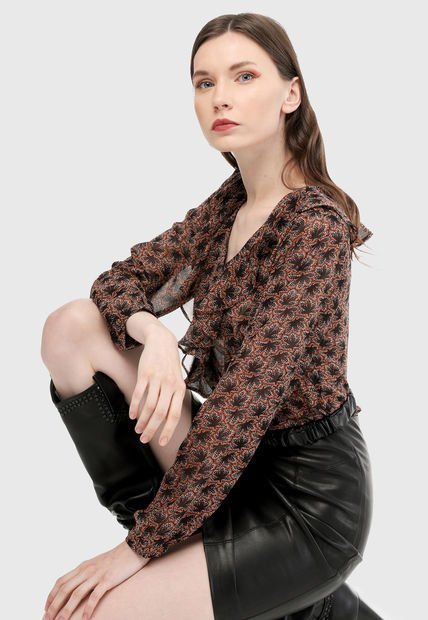 Blusa Café-Negro Paris District