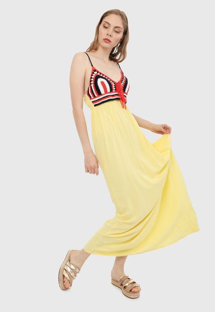 Vestido Amarillo-Blanco-Negro-Rojo Paris District - Compra Ahora | Dafiti  Colombia