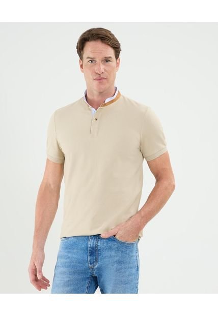 Polo Para Hombre Cuello Mao Sin Bolsillo Color Beige Marca Patprimo #44112659