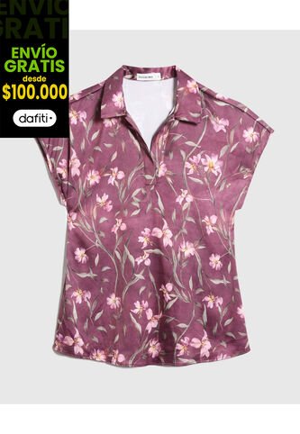 Blusa  Para Mujer Manga Corta Color Vino Marca Patprimo #30123570 Patprimo