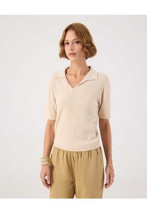 Polo Para Mujer Manga Corta Color Crema Marca Patprimo #30110456