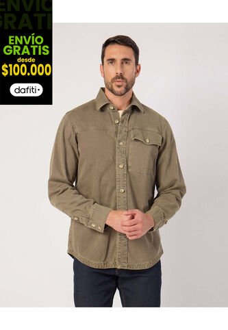 Camisa  Para Hombre Sobrecamisa Manga Larga Color Verde Marca Patprimo #44013115 Patprimo