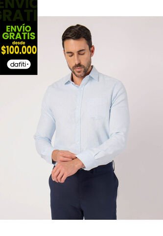 Camisa  Para Hombre Manga Larga Sin Bolsillo Cuello Casual M Color Azul Marca Patprimo #44013181 Patprimo
