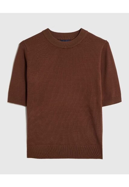 Camiseta  Para Mujer Manga Corta Cuello Redondo Color Café Marca Patprimo #30093833