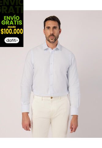 Camisa  Para Hombre Manga Larga Sin Bolsillo Cuello Casual M Color Azul Marca Patprimo #44013180 Patprimo