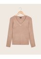 Saco Tejido Cuello En V   Para Mujer Beige Patprimo de Patprimo