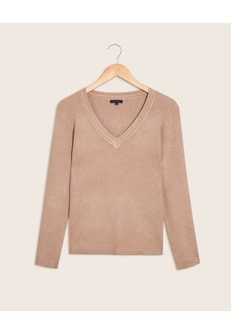 Saco Tejido Cuello En V   Para Mujer Beige Patprimo Patprimo