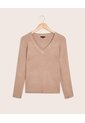 Saco Tejido Cuello En V   Para Mujer Beige Patprimo de Patprimo