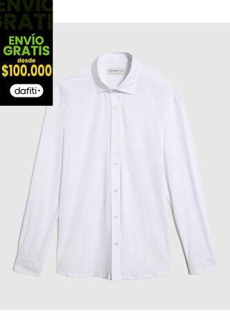 Camisa  Para Hombre Manga Larga Sin Bolsillo Cuello Italiano Color Blanco Marca Patprimo #44013184 Patprimo