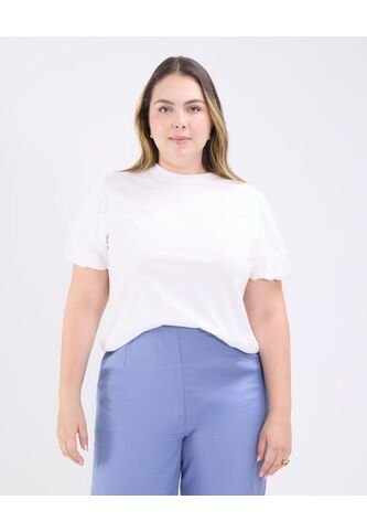 Camiseta Para Mujer Manga Corta Cuello Redondo Color Blanco Marca Patprimo #14091422 Patprimo