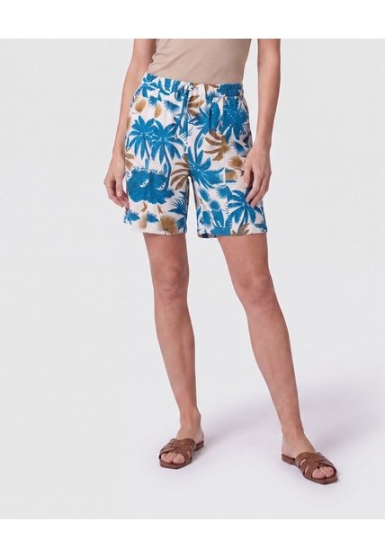 Bermuda Con Cintura Elástica   Para Mujer Azul Patprimo