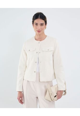 Chaqueta Casual  Para Mujer Crema Patprimo Patprimo