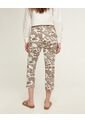 Pantalón Capri Estampado  Para Mujer Dorado Patprimo de Patprimo