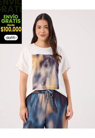 Camiseta Para Mujer Manga Corta Cuello Redondo Color Blanco Marca Patprimo #14091434 Patprimo