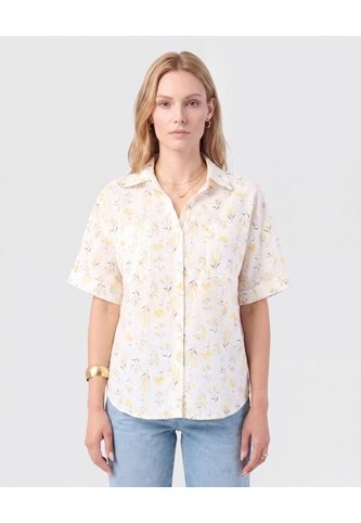 Camisa Manga Corta Con Doblez Para Mujer  Para Mujer Blanco Patprimo Patprimo