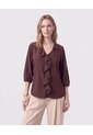 Blusa Con Bolero Frontal Cascada Mujer  Para Mujer Café Patprimo de Patprimo