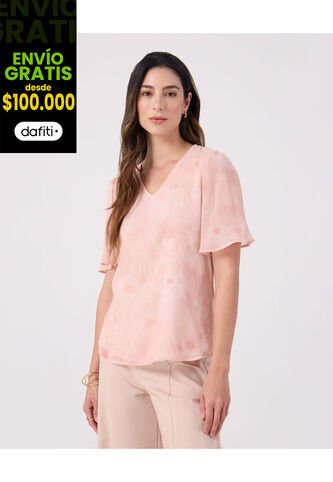 Blusa Para Mujer Manga Corta Color Rosa Marca Patprimo #30123620 Patprimo