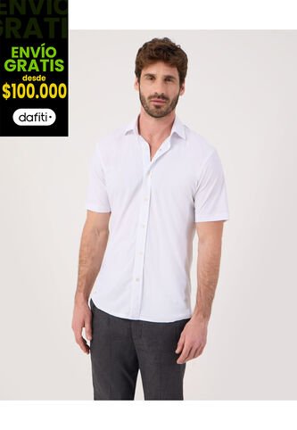 Camisa Para Hombre Manga Corta Sin Bolsillo Cuello Formal C Color Blanco Marca Patprimo #44013186 Patprimo