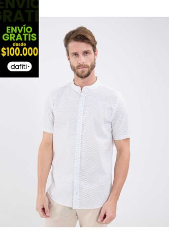 Camisa Para Hombre Manga Corta Sin Bolsillo Cuello Neru Color Blanco Marca Patprimo #44013172 Patprimo