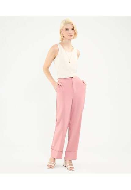 Pantalón Casual Con Doblez  Para Mujer Rosa Patprimo