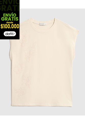 Camiseta Para Mujer Manga Sisa Cuello Redondo Color Beige Marca Patprimo #30093796 Patprimo