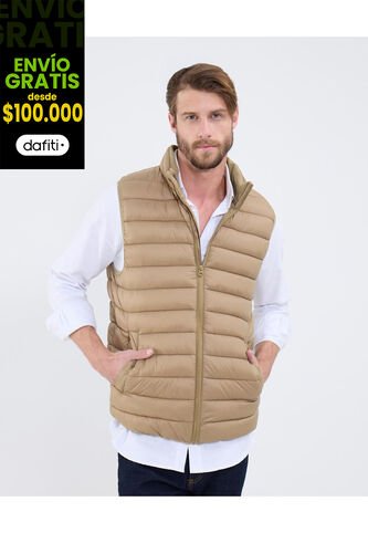Chaleco Para Hombre Acolchado Color Beige Marca Patprimo #44250009 Patprimo