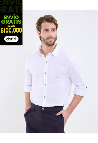 Camisa Para Hombre Manga Larga Con Bolsillo Cuello Casual M Color Blanco Marca Patprimo #44013154 Patprimo