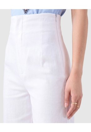 Pantalón Tiro Alto Bota Ancha Mujer Para Mujer Blanco Patprimo