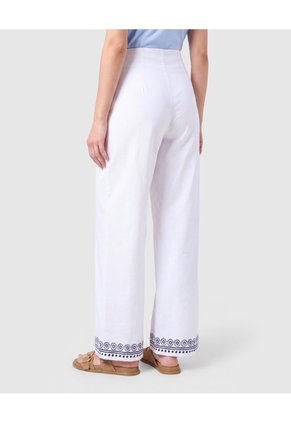 Pantalón Tiro Alto Bota Ancha Mujer Para Mujer Blanco Patprimo