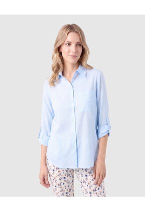 Blusa De Mujer Con Bolsillo Para Mujer Azul Patprimo