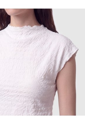 Camiseta Cuello Alto Texturizada Mujer  Para Mujer Blanco Patprimo
