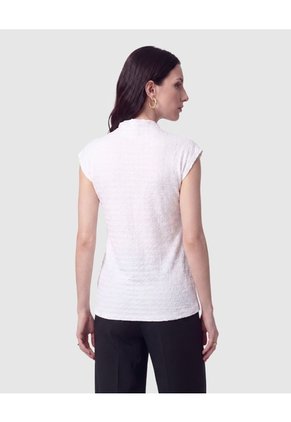 Camiseta Cuello Alto Texturizada Mujer  Para Mujer Blanco Patprimo