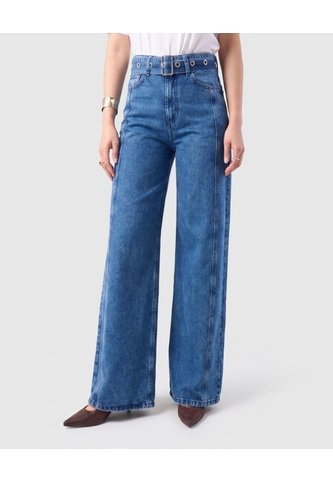 Jean Wide Leg Tiro Alto Mujer  Para Mujer Azul Patprimo Patprimo