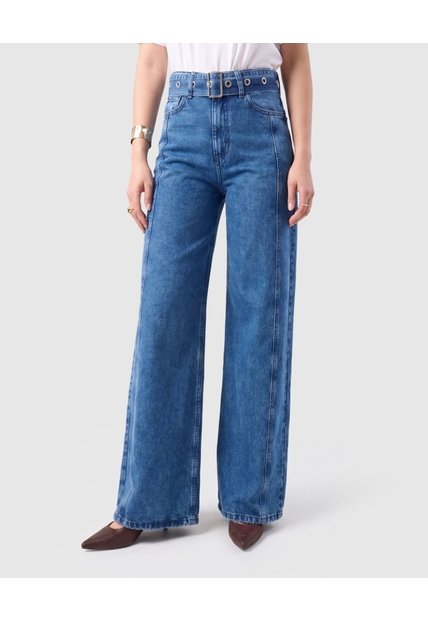 Jean Wide Leg Tiro Alto Mujer  Para Mujer Azul Patprimo