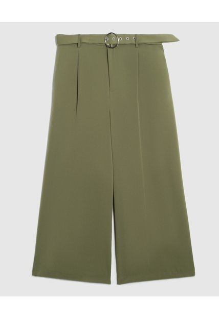 Pantalón Unicolor Con Cinturón Para Mujer Curvy  Para Mujer Verde Patprimo