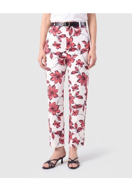 Pantalón Recto De Tiro Alto Mujer  Para Mujer Rojo Patprimo