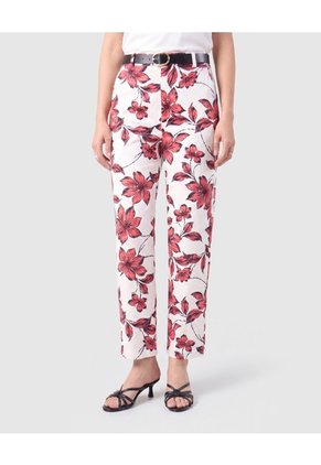 Pantalón Recto De Tiro Alto Mujer Para Mujer Rojo Patprimo