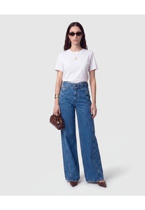 Jean Wide Leg Tiro Alto Mujer Para Mujer Azul Patprimo