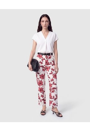 Pantalón Recto De Tiro Alto Mujer Para Mujer Rojo Patprimo