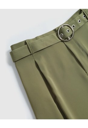 Pantalón Unicolor Con Cinturón Para Mujer Curvy  Para Mujer Verde Patprimo