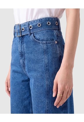 Jean Wide Leg Tiro Alto Mujer Para Mujer Azul Patprimo