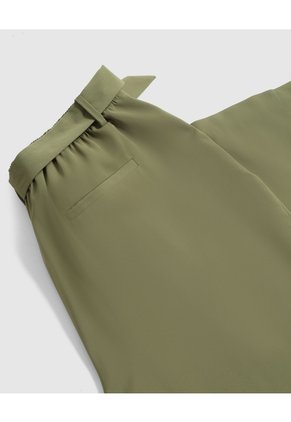 Pantalón Unicolor Con Cinturón Para Mujer Curvy  Para Mujer Verde Patprimo