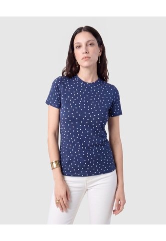 Camiseta Manga Corta Ajustada Mujer  Para Mujer Azul Patprimo Patprimo