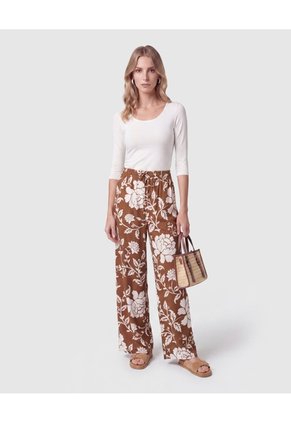 Pantalón Fluido Bota Ancha Mujer  Para Mujer Café Patprimo