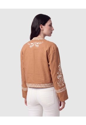 Chaqueta Corta Con Bordados Mujer  Para Mujer Café Patprimo